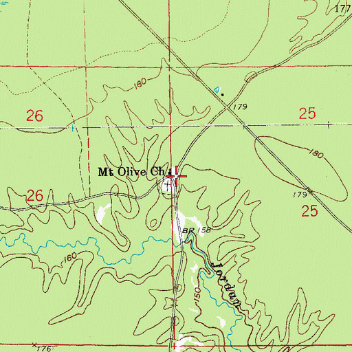 Topographic Map of Mount Olive, AR