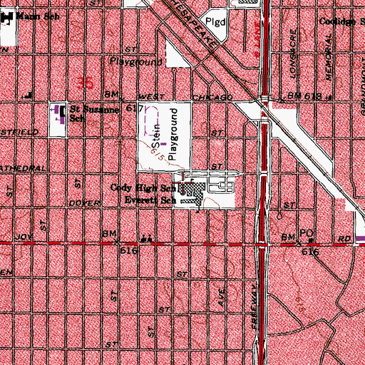 Topographic Map of Cody High School, MI