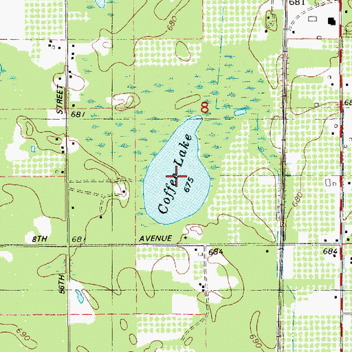 Topographic Map of Coffee Lake, MI