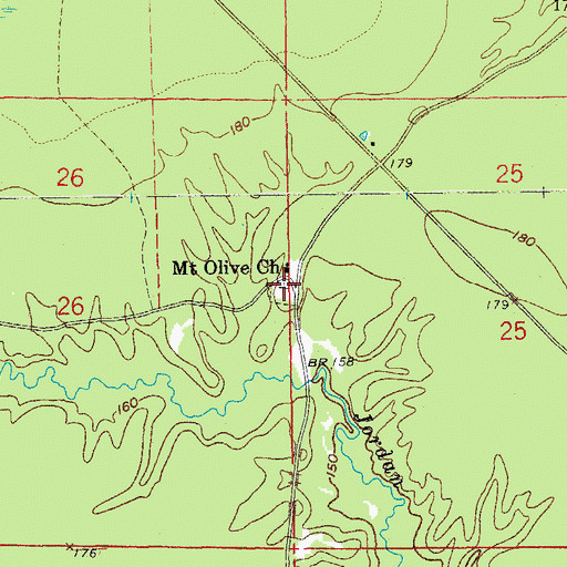 Topographic Map of Mount Olive Cemetery, AR