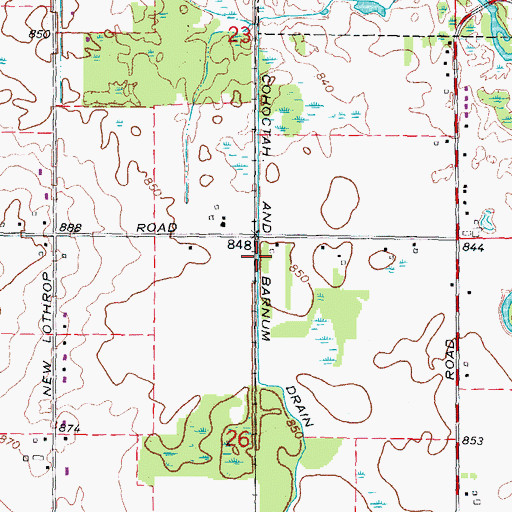 Topographic Map of Cohoctah and Barnum Drain, MI