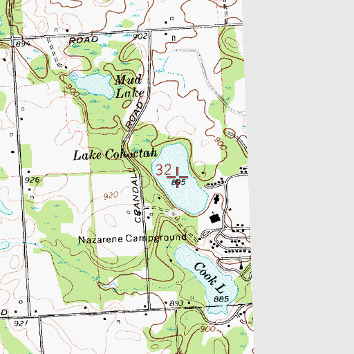 Topographic Map of Lake Cohoctah, MI