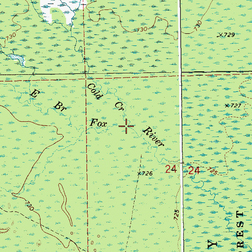 Topographic Map of Cold Creek, MI