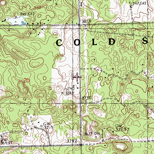 Topographic Map of Cold Spring Cemetery, MI