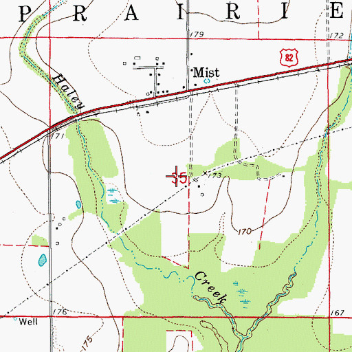 Topographic Map of Pine Prairie, AR
