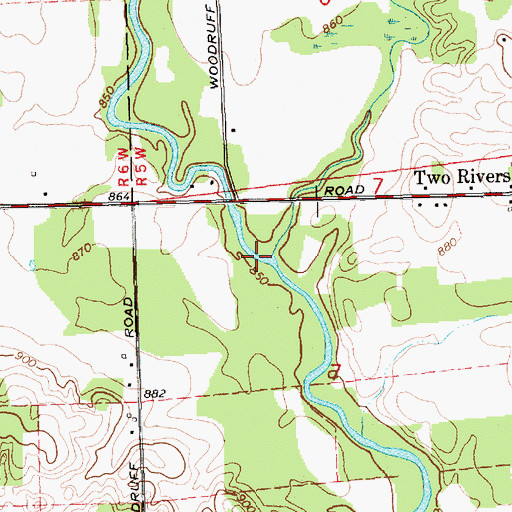 Topographic Map of Coldwater River, MI