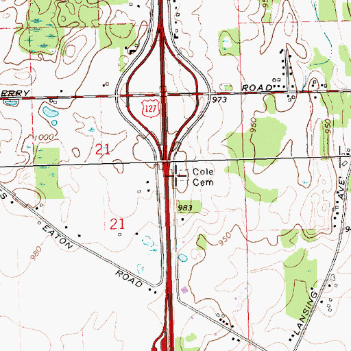 Topographic Map of Cole Cemetery, MI