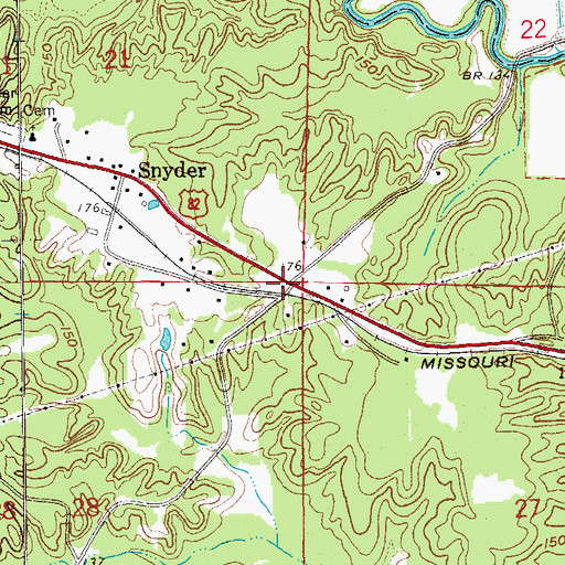 Topographic Map of Post Oak, AR