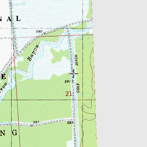 Topographic Map of Cole Ditch, MI