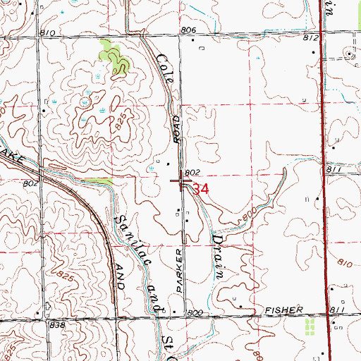 Topographic Map of Cole Drain, MI