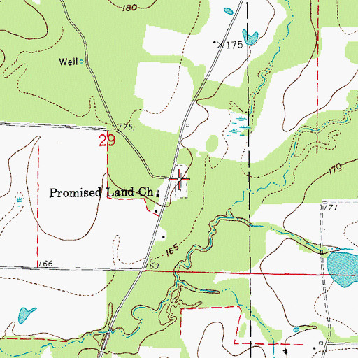 Topographic Map of Promise Land Cemetery, AR