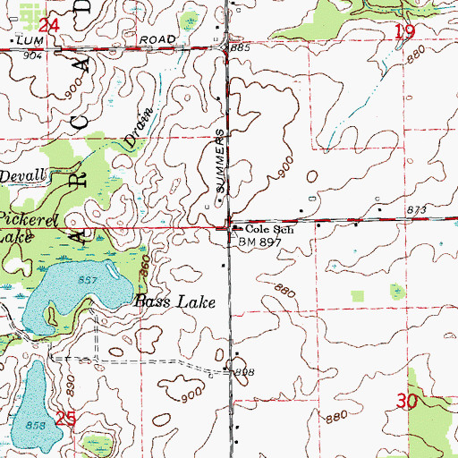 Topographic Map of Cole School, MI