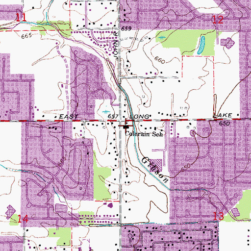 Topographic Map of Colerain School, MI