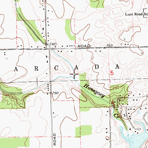 Topographic Map of Coles Creek, MI