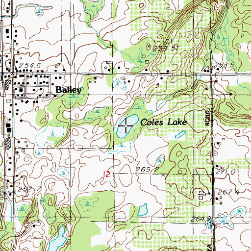 Topographic Map of Coles Lake, MI