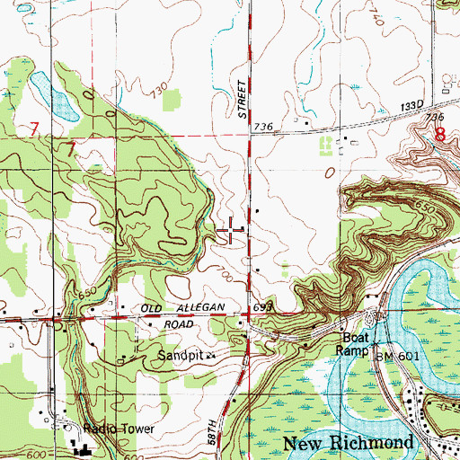 Topographic Map of Colf School, MI