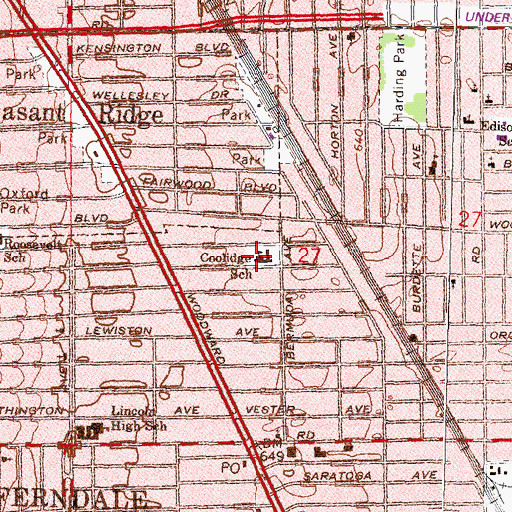 Topographic Map of Collidge School, MI