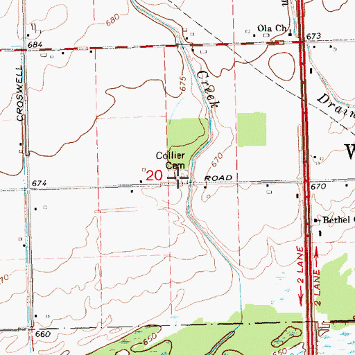 Topographic Map of Collier Cemetery, MI