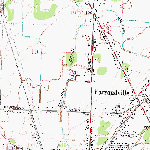 Topographic Map of Collins Drain, MI
