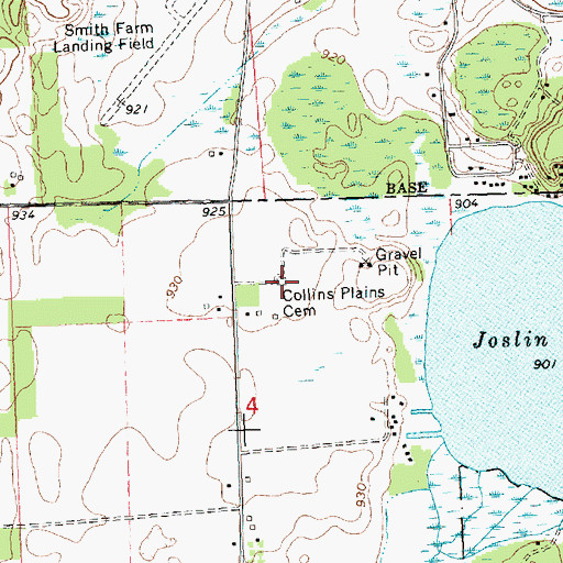 Topographic Map of Collins Plains Cemetery, MI