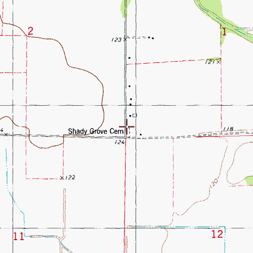 Topographic Map of Shady Grove Cemetery, AR