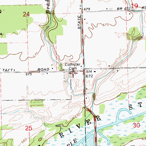 Topographic Map of Collister Cemetery, MI