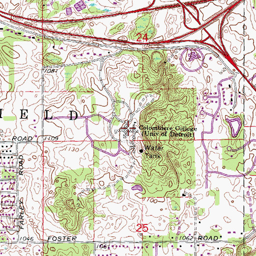 Topographic Map of Colombiere College, MI
