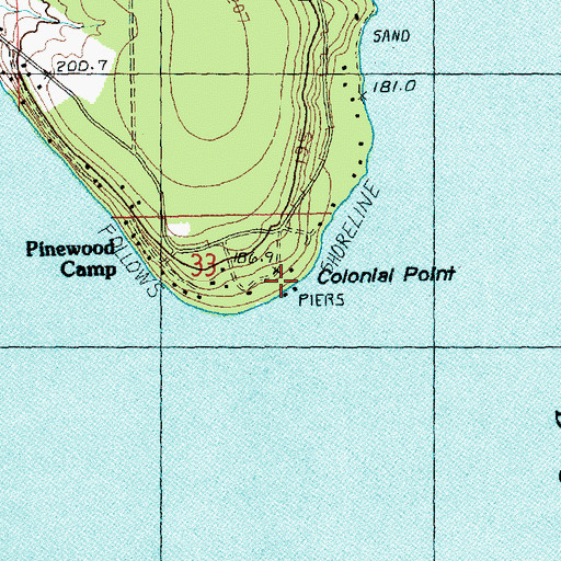 Topographic Map of Colonial Point, MI
