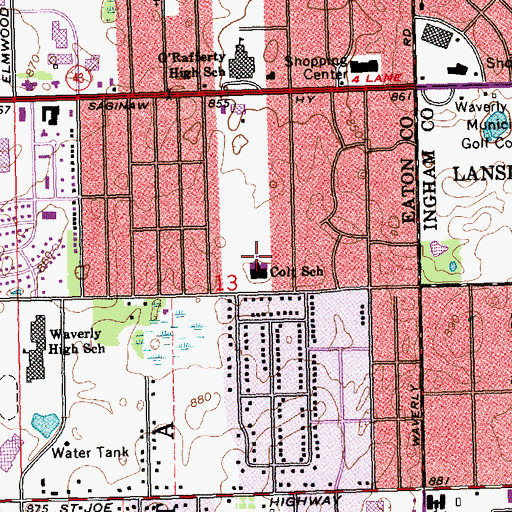 Topographic Map of Colt School, MI