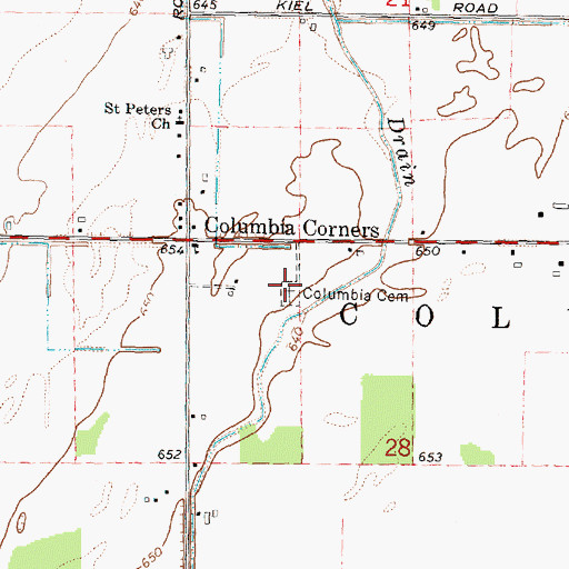 Topographic Map of Columbia Cemetery, MI