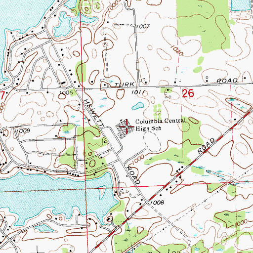 Topographic Map of Columbia Central High School, MI