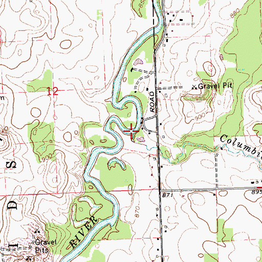 Topographic Map of Columbia Creek, MI