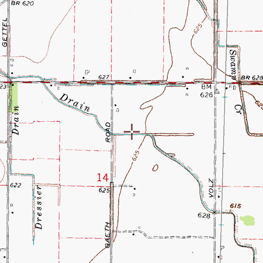 Topographic Map of Columbia Drain, MI