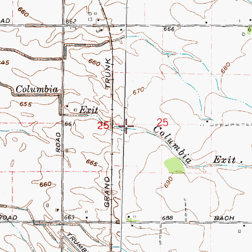 Topographic Map of Columbia Exit, MI