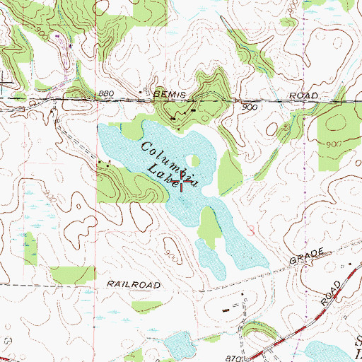 Topographic Map of Columbia Lake, MI