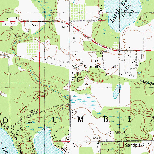 Topographic Map of Columbia School, MI