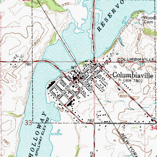 Topographic Map of Columbiaville, MI