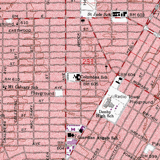 Topographic Map of Columbus School, MI