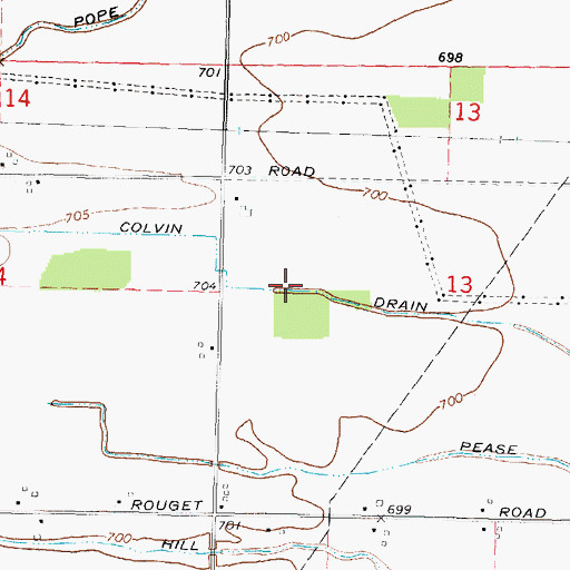 Topographic Map of Colvin Drain, MI