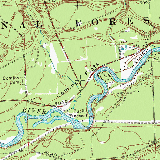 Topographic Map of Comins Flats, MI