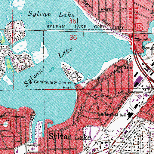 Topographic Map of Community Center Park, MI