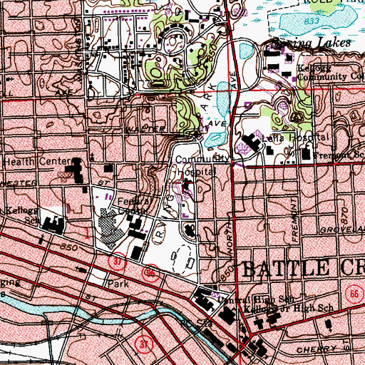 Topographic Map of Community Hospital, MI