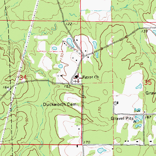 Topographic Map of Egypy Cemetery, AR