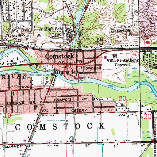 Topographic Map of Comstock Creek, MI