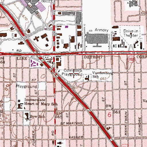 Topographic Map of Comstock Playground, MI