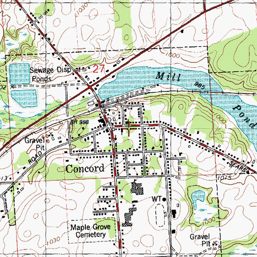 Topographic Map of Concord, MI