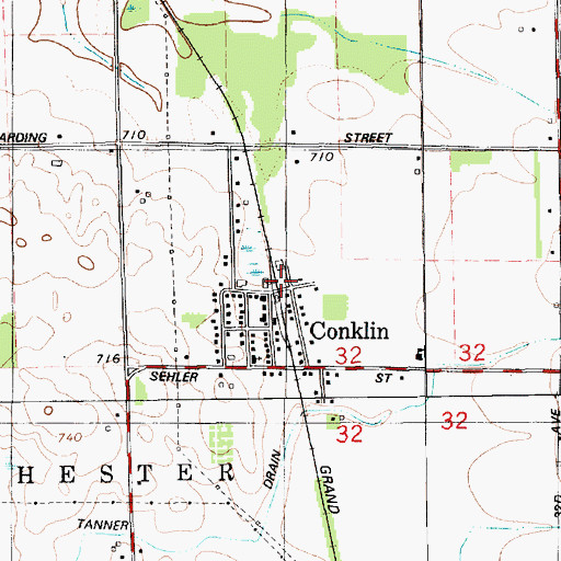 Topographic Map of Conklin, MI