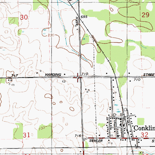 Topographic Map of Conklin High School, MI