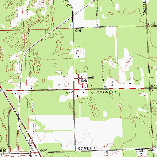 Topographic Map of Connell School, MI