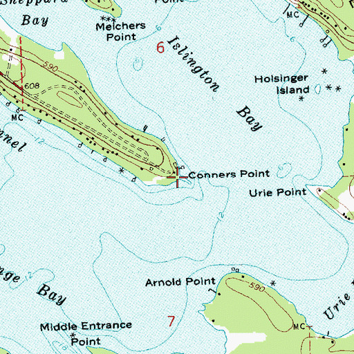 Topographic Map of Connors Point, MI